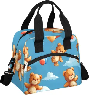Bear Balloon Lunch Bag Grizzly Bear Cub Lunch Bag Reusable Lunch Box Leak Proof Cooler Bag With Adjustable Shoulder Strap
