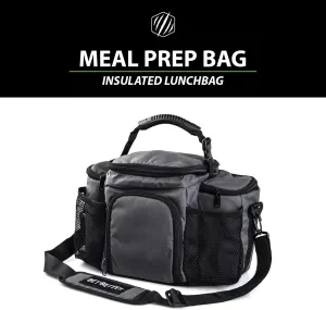 Bear KompleX Insulated Meal Prep Management Lunch Bag, 6 Compartment Lunch Box Cooler Tote with 3 Microwave Dishwasher Safe Portion Control Containers, Reusable Ice Pack, Free Recipe E-Book Included