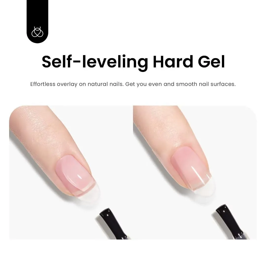 Beetles Builder Gel 7 in 1 Clear Builder Nail Gel Set, 2Pcs 15Ml Building Nail Gel for Nail Apex and Extension Strengthener Hard Gel Brush in Bottle, Led Lamp Gel Rhinestone