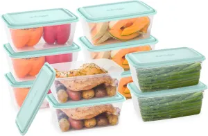 Bentgo Prep - 20-Piece Deep-Dish Storage Containers, Extra-Large 8-Cup Capacity for Meal Prep & Leftovers, Reusable & Leakproof, BPA-Free, Durable, Microwave, Freezer, & Dishwasher Safe (Aqua Splash)