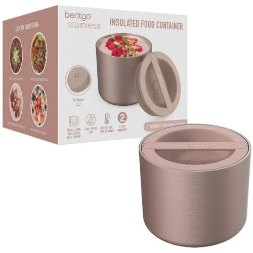Bentgo Stainless Steel Vacuum Insulated Food Jar Container Flask 560ml Rose Gold