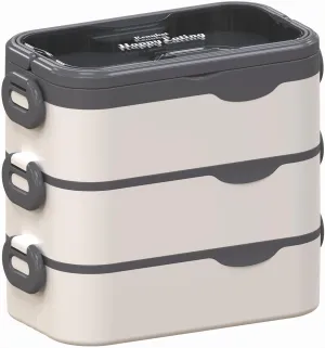 Bento Box Adult Lunch Box, Stackable 3 Layers Large Capacity Lunch Containers, Microwave and Dishwasher Safe Food Grade Containers with Utensils, Dividers and Sauce Boxes for Men, Women, Kids