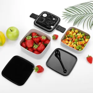 Bento Box Adult Lunch Box Stackable Lunch Containers with Utensil Set Leak Proof Lunch Bag Physics Print Food Container Eco-Friendly Meal Prep Containers for Work Dining Out