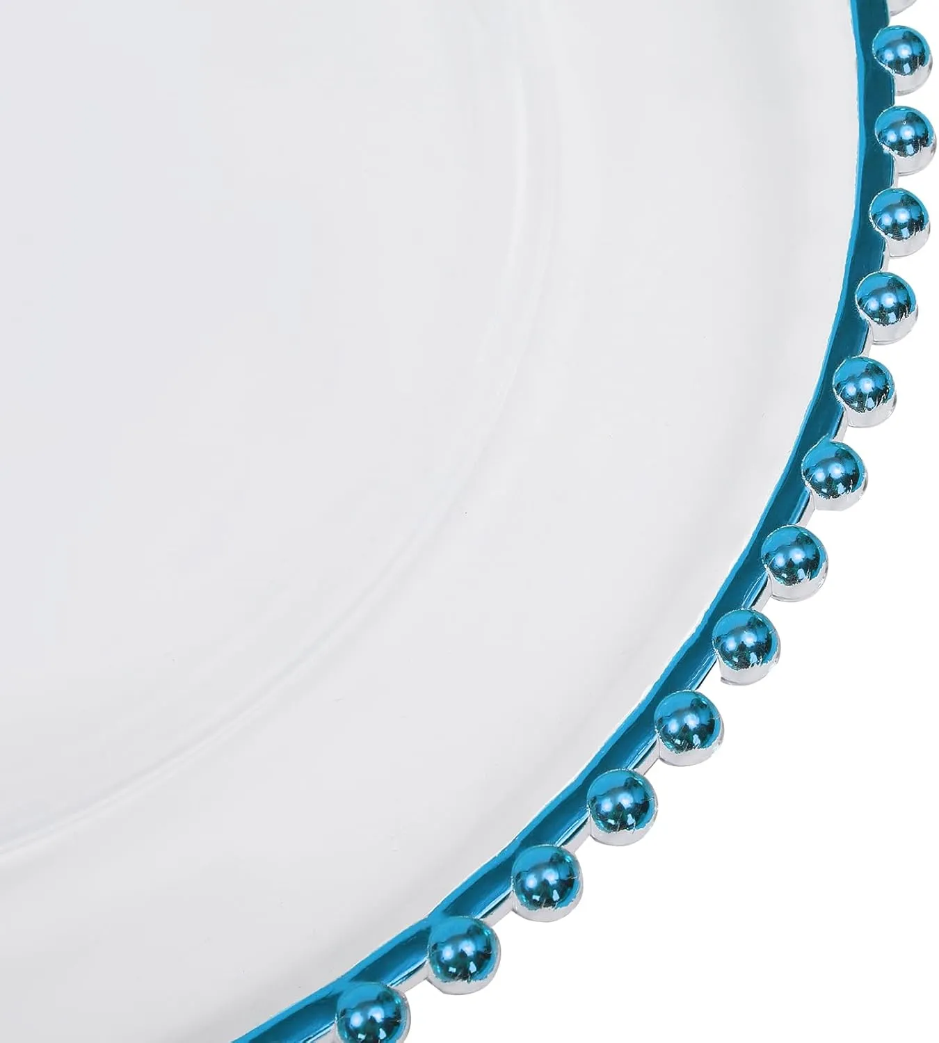 Bepritm 25 PCS Chargers for Dinner Plates, 12.6 Inch Stackable Clear Charger Plates with Beaded Rim, Dessert Plate for Dinner Plate | Party Supplies | Home | Wedding | Birthday (Clear&Blue)