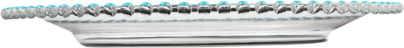 Bepritm 25 PCS Chargers for Dinner Plates, 12.6 Inch Stackable Clear Charger Plates with Beaded Rim, Dessert Plate for Dinner Plate | Party Supplies | Home | Wedding | Birthday (Clear&Blue)