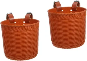 BESPORTBLE 2pcs Bike Woven Basket Heavy Duty Handlebar Basket for Cycling Sturdy Multi-use Front Storage Scratch-Resistant Easy to Install for Outdoor Adventures