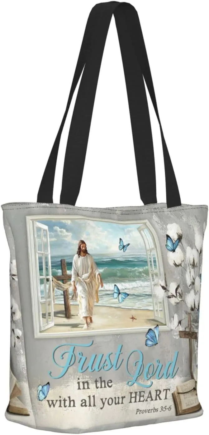 Bible Tote Bags For Women Christian Tote Bag Religious Grocery Bag With Zipper For Mothers Day Church Gifts