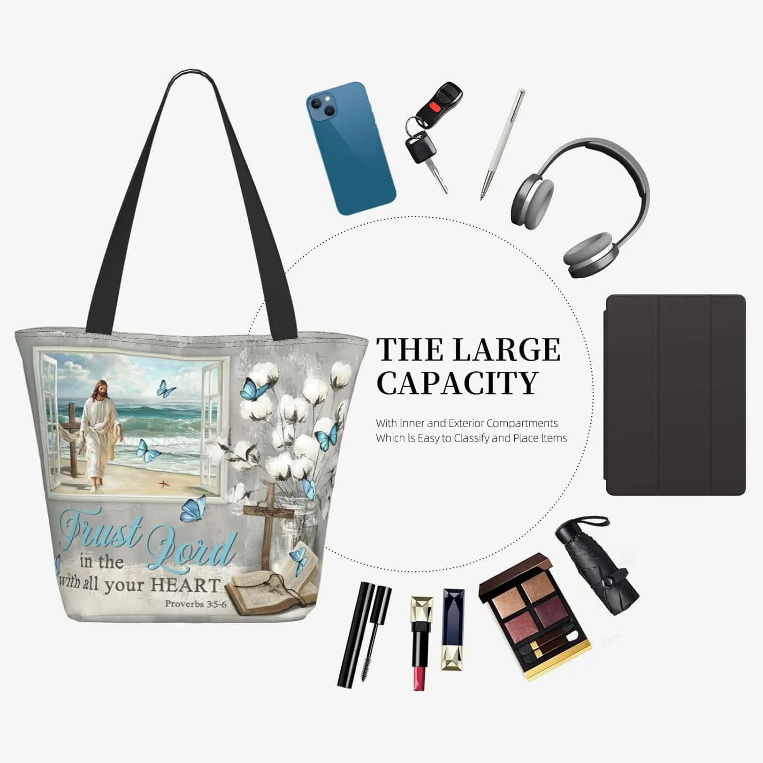 Bible Tote Bags For Women Christian Tote Bag Religious Grocery Bag With Zipper For Mothers Day Church Gifts