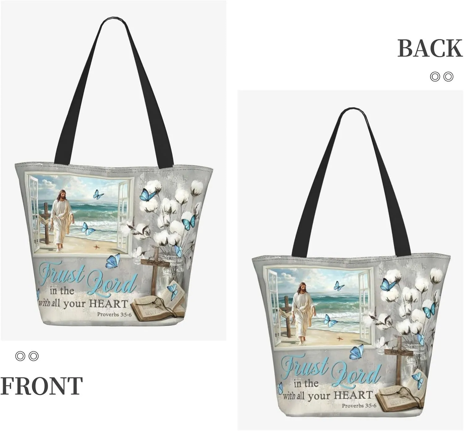 Bible Tote Bags For Women Christian Tote Bag Religious Grocery Bag With Zipper For Mothers Day Church Gifts