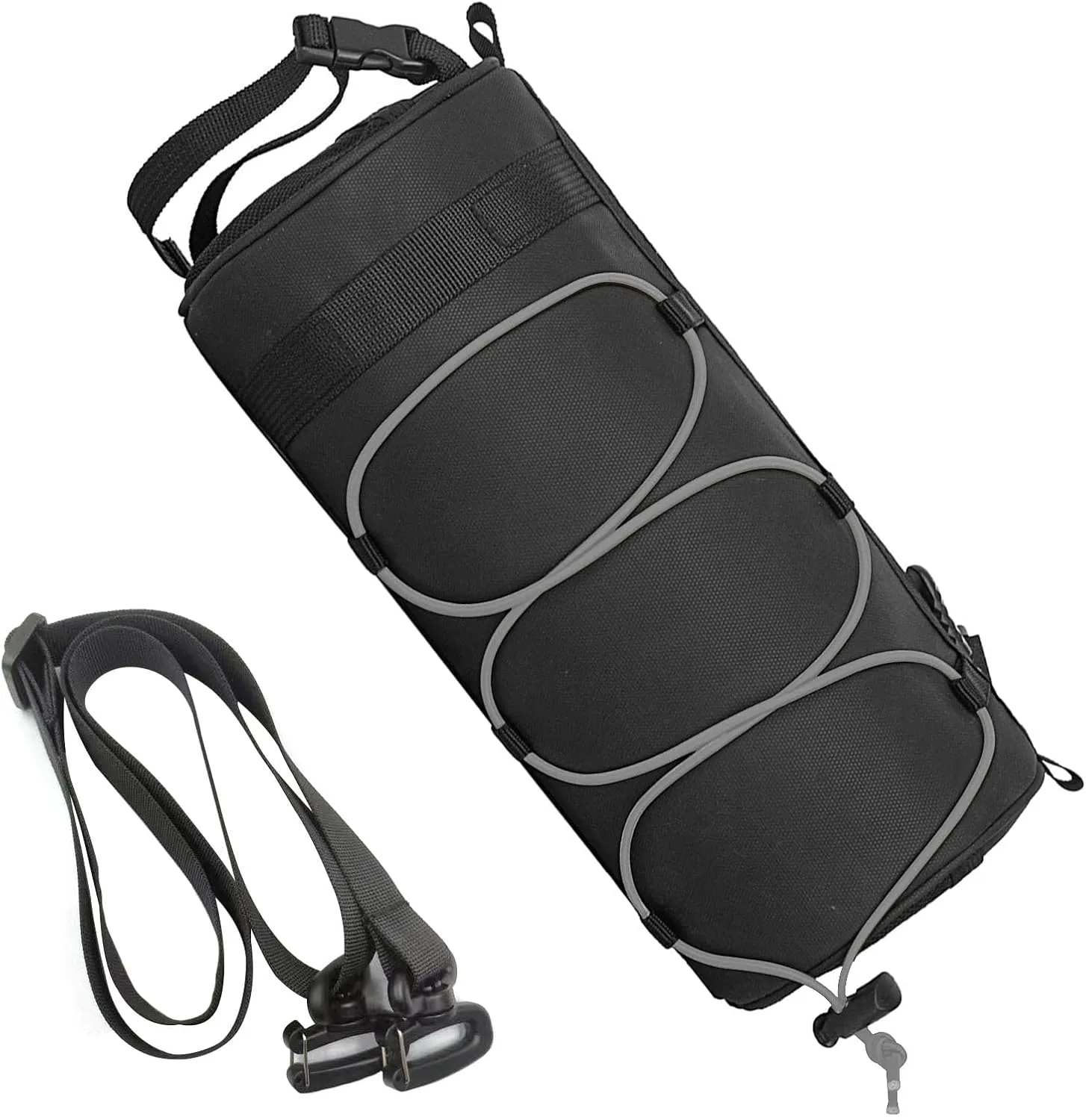 Bike Handlebar Bag Bicycle Handle Bar Bag Handy Front Bike Bags Handlebar Storage Pouch Pack with Shoulder Strap Little Mountain Road Bike Barrel Bag (Gray)