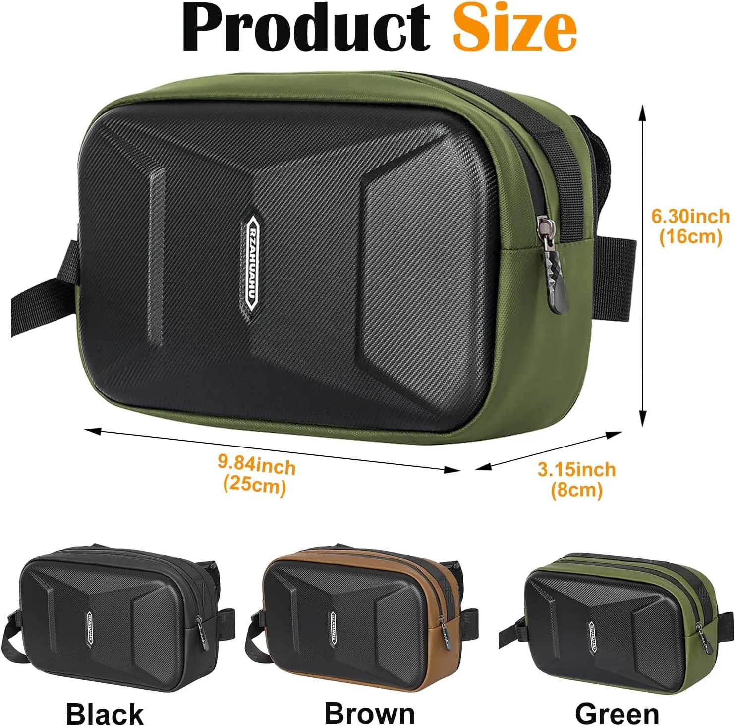 Bike Handlebar Bag, EVA Waterproof Bike Front Bag, 3.2L Bicycle Frame Storage Bag Waist Shoulder Bag, Bike Pouch for Road Mountain Bicycle Cycling Travel Hiking(Green)