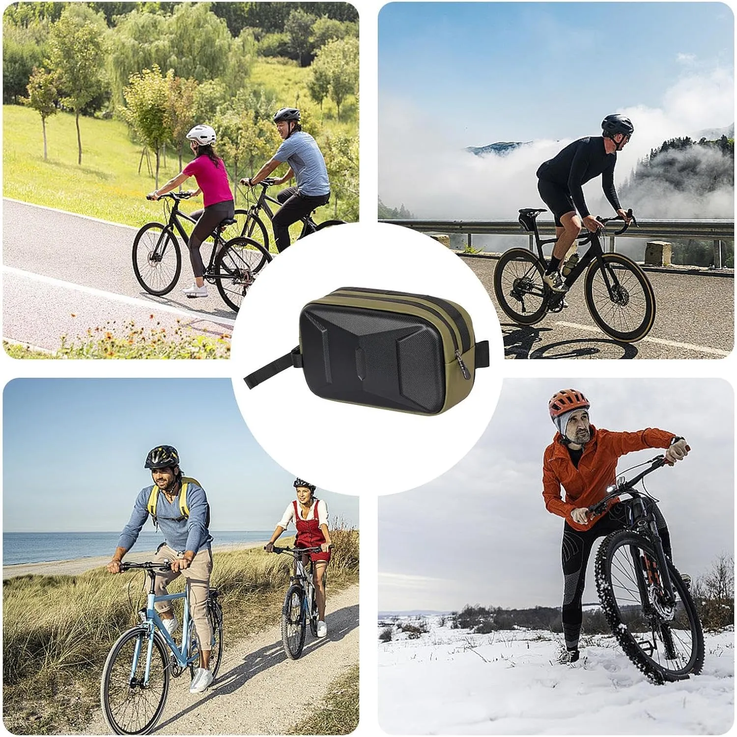 Bike Handlebar Bag | Handy Front Bike Bags,3L Handy Handlebar Storage Pouch Pack, Road Bike Basket Frame Bag for Stunt, Kick, Self Balancing Scooters