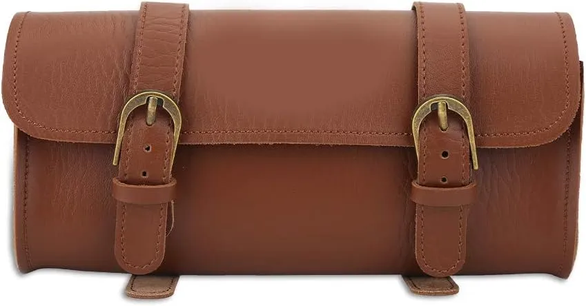Bike Handlebar Leather Bags, Retro Style Artificial Leather Bicycle Front Frame Bag Bike Pouch Cycling Accessory for Bicycle