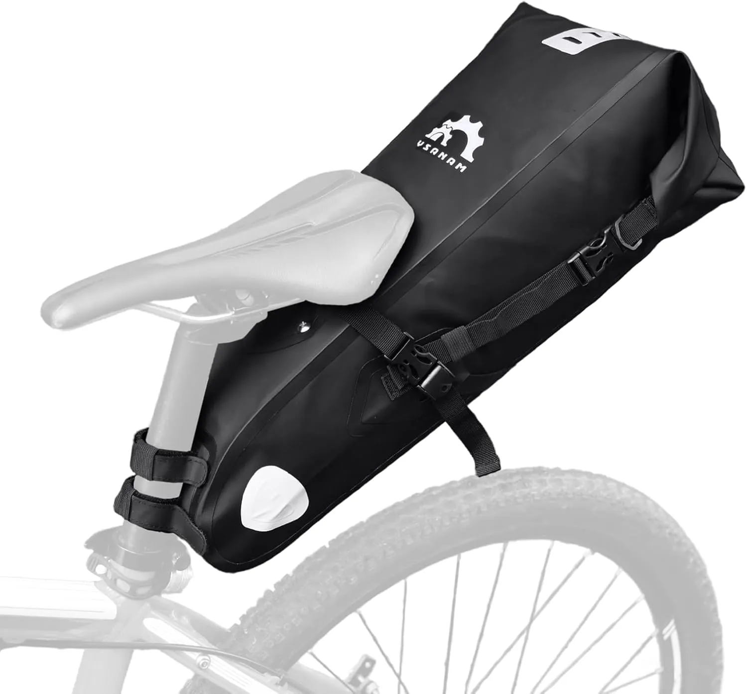 Bike Saddle Bag 10L Adjustable Bike Seat Bag Bike Packing Gear with Roll-Top Closure Bikepacking Bags for Mountain Road Bikes