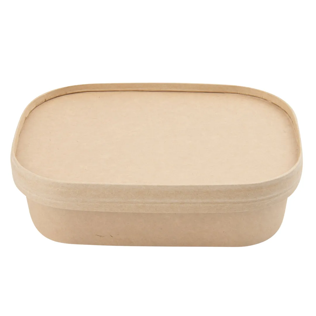 Bio Tek 17 oz Oval Kraft Paper Serving Container - 6 3/4" x 4 1/2" x 1 1/2" - 100 count box