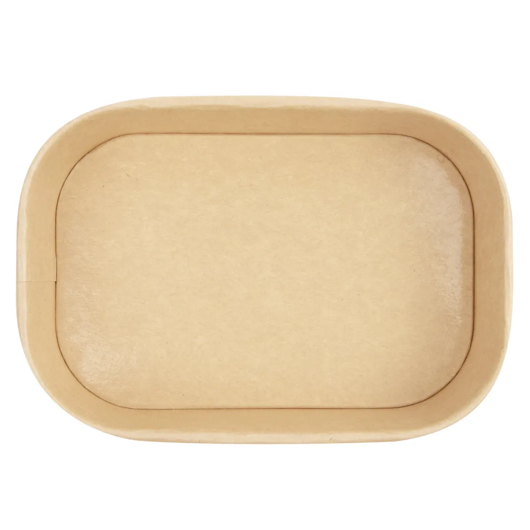 Bio Tek 17 oz Oval Kraft Paper Serving Container - 6 3/4" x 4 1/2" x 1 1/2" - 100 count box