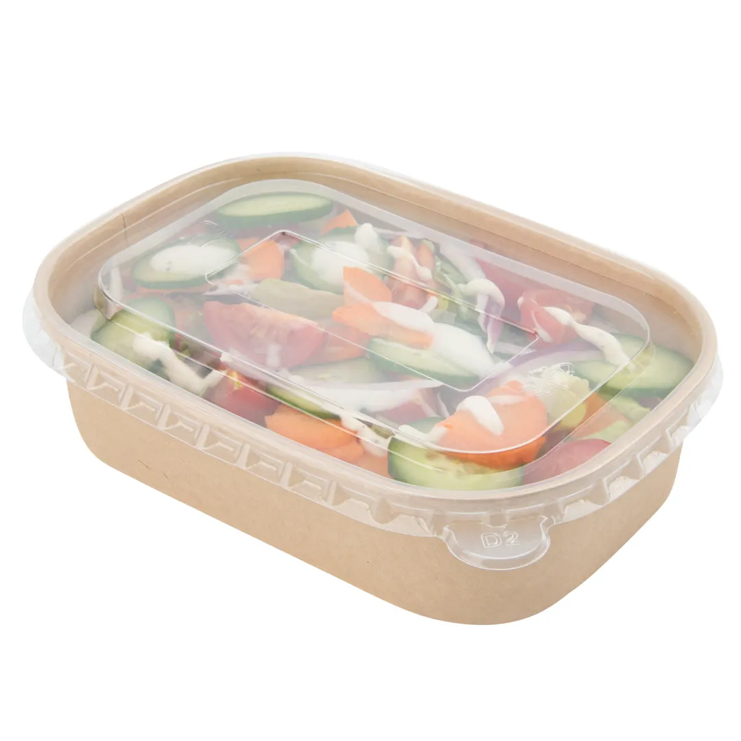 Bio Tek 17 oz Oval Kraft Paper Serving Container - 6 3/4" x 4 1/2" x 1 1/2" - 100 count box