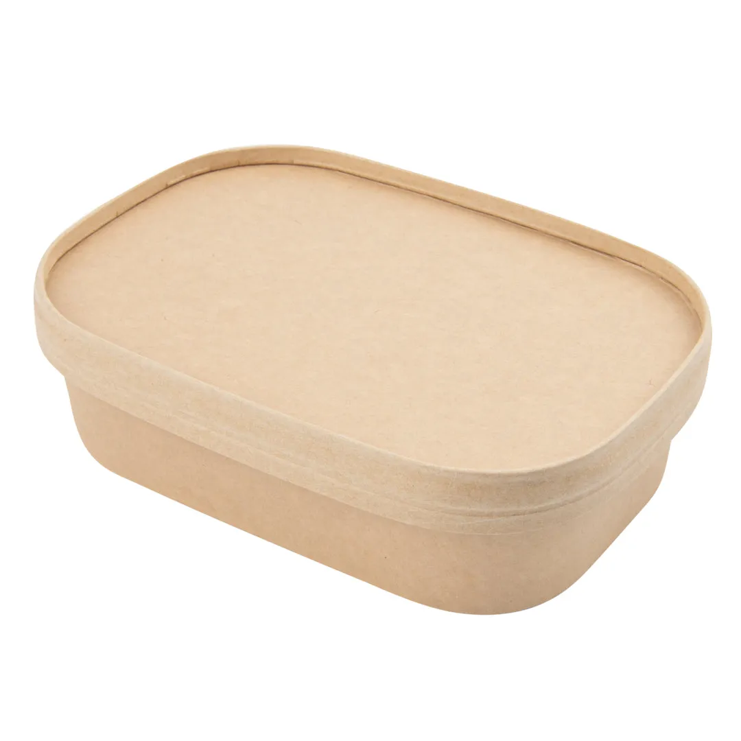 Bio Tek 17 oz Oval Kraft Paper Serving Container - 6 3/4" x 4 1/2" x 1 1/2" - 100 count box