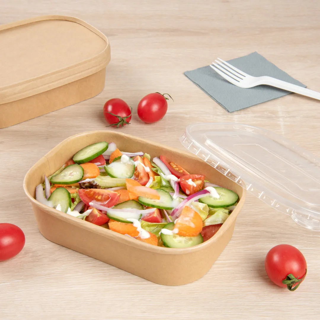 Bio Tek 17 oz Oval Kraft Paper Serving Container - 6 3/4" x 4 1/2" x 1 1/2" - 100 count box