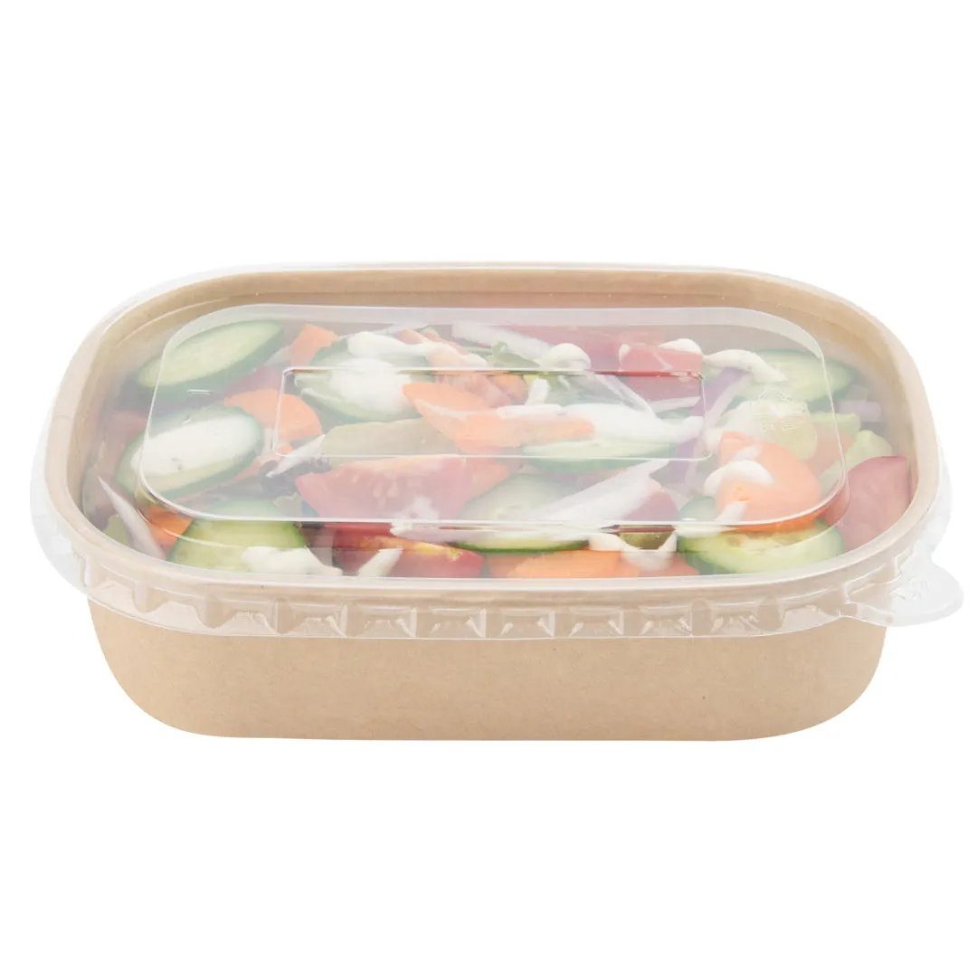 Bio Tek 17 oz Oval Kraft Paper Serving Container - 6 3/4" x 4 1/2" x 1 1/2" - 100 count box