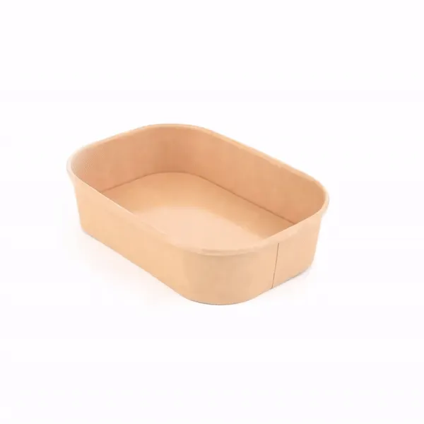 Bio Tek 17 oz Oval Kraft Paper Serving Container - 6 3/4" x 4 1/2" x 1 1/2" - 100 count box