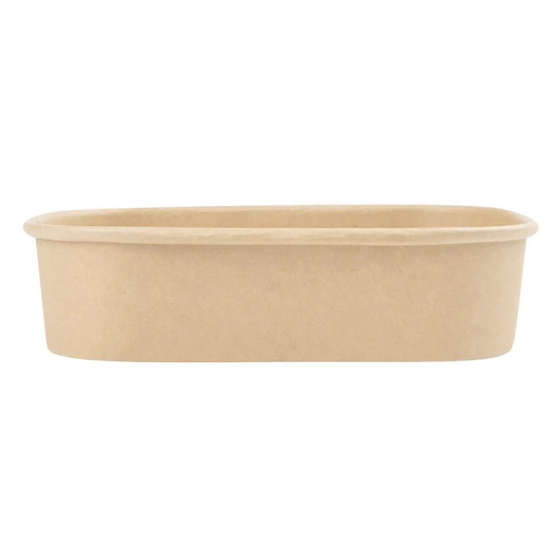 Bio Tek 17 oz Oval Kraft Paper Serving Container - 6 3/4" x 4 1/2" x 1 1/2" - 100 count box