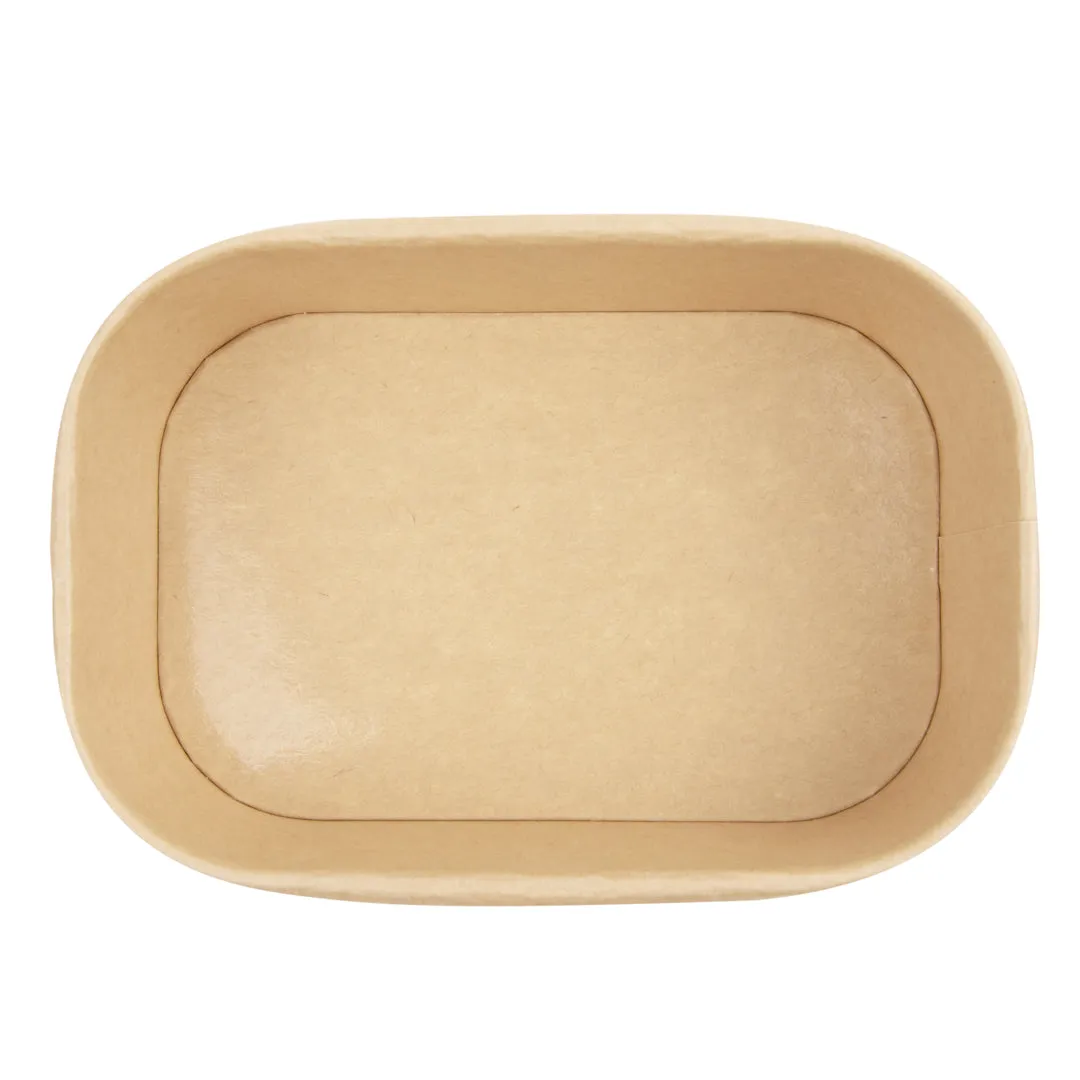 Bio Tek 25 oz Oval Kraft Paper Serving Container - 6 3/4" x 4 1/2" x 2 1/4" - 100 count box