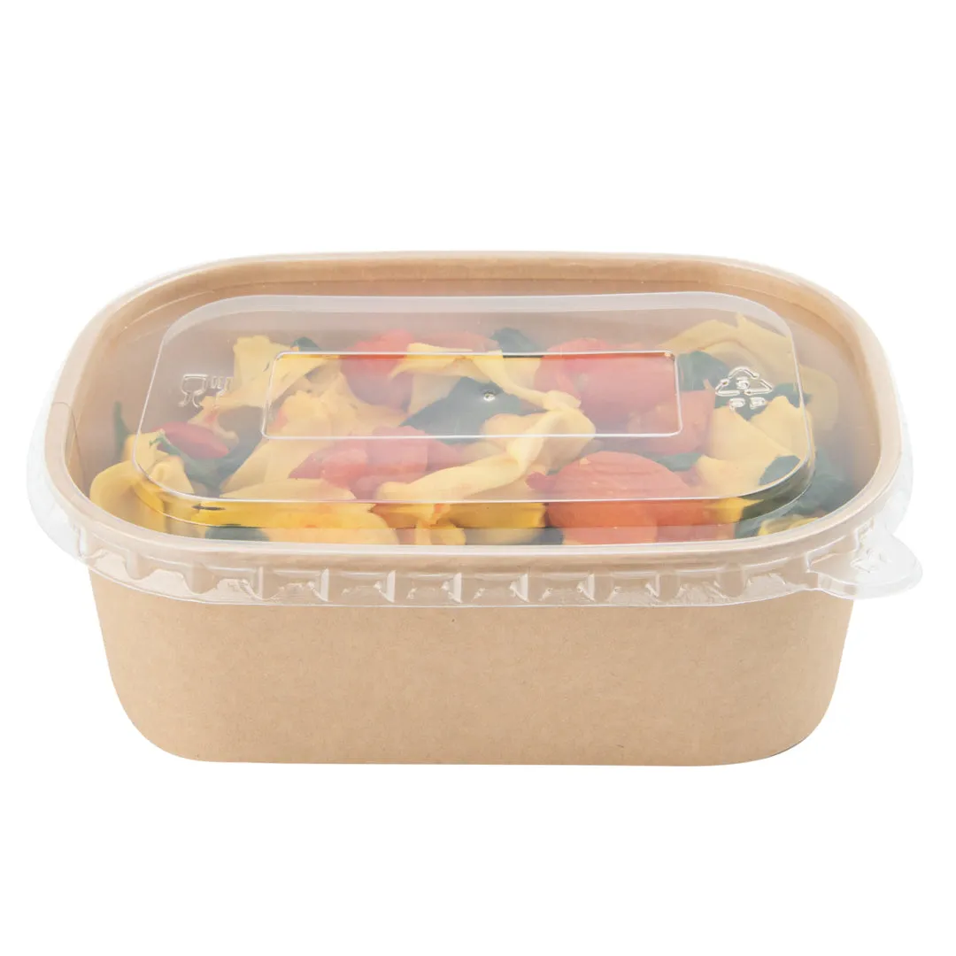 Bio Tek 25 oz Oval Kraft Paper Serving Container - 6 3/4" x 4 1/2" x 2 1/4" - 100 count box