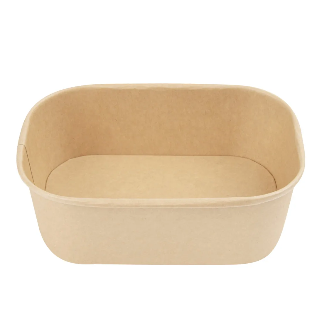 Bio Tek 25 oz Oval Kraft Paper Serving Container - 6 3/4" x 4 1/2" x 2 1/4" - 100 count box