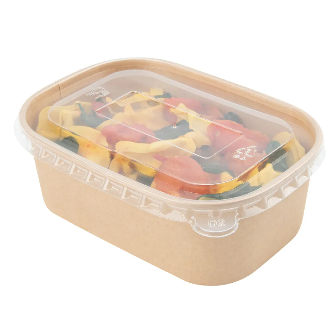 Bio Tek 25 oz Oval Kraft Paper Serving Container - 6 3/4" x 4 1/2" x 2 1/4" - 100 count box