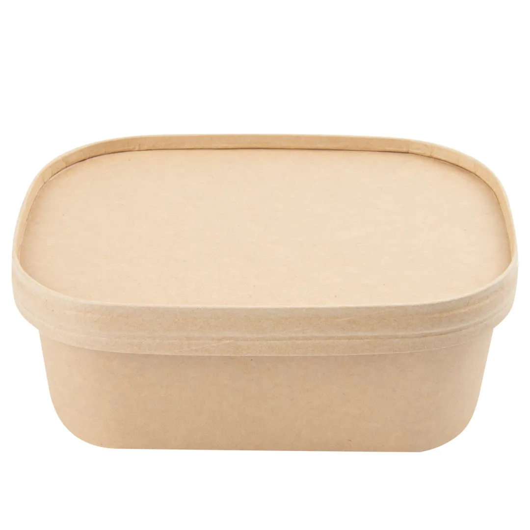 Bio Tek 25 oz Oval Kraft Paper Serving Container - 6 3/4" x 4 1/2" x 2 1/4" - 100 count box