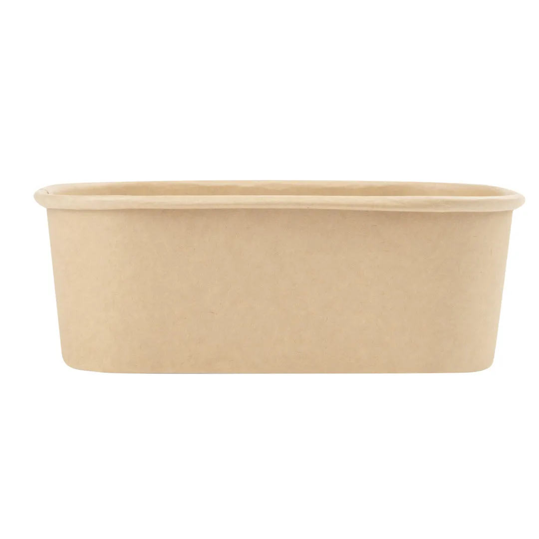 Bio Tek 25 oz Oval Kraft Paper Serving Container - 6 3/4" x 4 1/2" x 2 1/4" - 100 count box