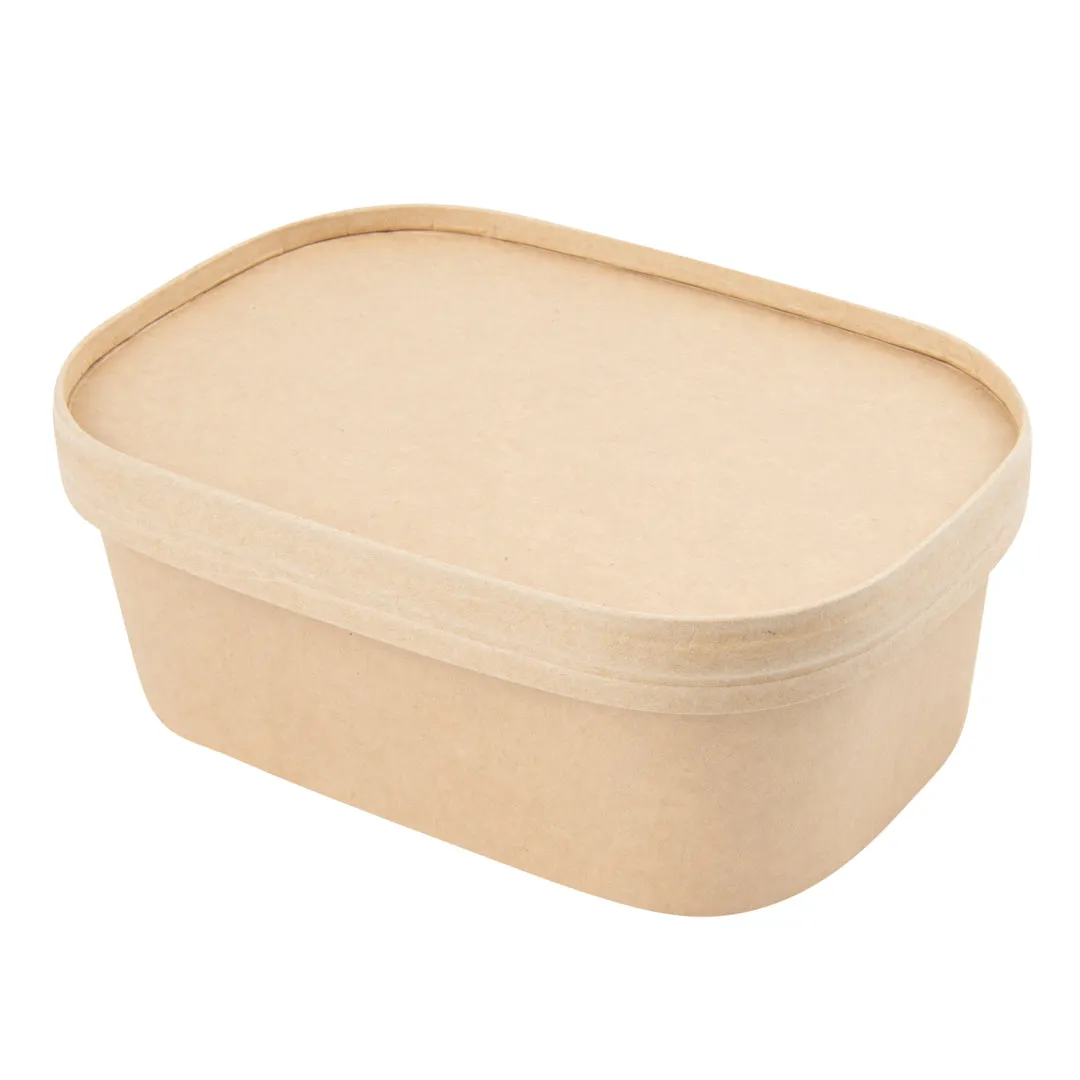 Bio Tek 25 oz Oval Kraft Paper Serving Container - 6 3/4" x 4 1/2" x 2 1/4" - 100 count box