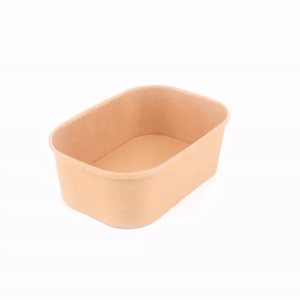 Bio Tek 25 oz Oval Kraft Paper Serving Container - 6 3/4" x 4 1/2" x 2 1/4" - 100 count box