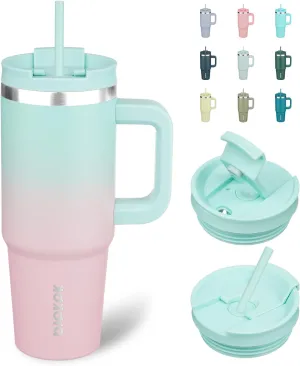 BJPKPK 30 oz Stainless Steel Tumbler With Handle Insulated Tumblers With 2 Straw Travel Coffee Mug With Lid,Bubble Gum