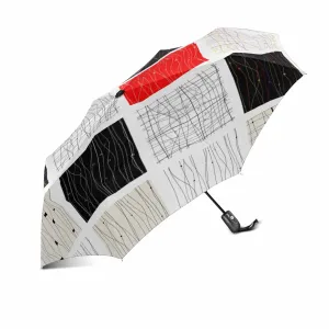 black red abstract pattern print Umbrella Automatic Foldable with totes