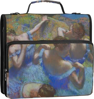 Blue Dancers Edgar Degas Prints Zip up Binder Organizer 3 Ring Binders 1.5 Inch D Ring Keeper Binder Bag with Strap for School Storage Portfolio Folder with Handle