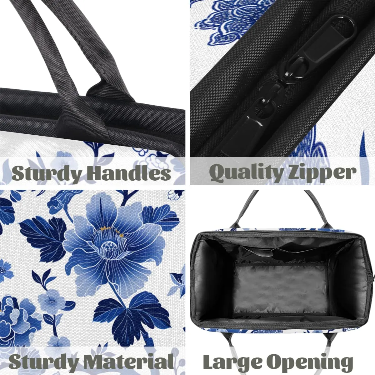 Blue Flower Leaves Weekender Overnight Bag for Women Waterproof Carry On Travel Duffle Bags with Pocket Lightweight Sports Gym Tote Bag Large Luggage Workout Personal Item Hospital Bags