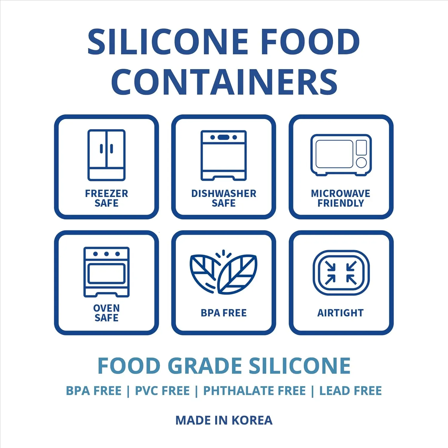 BLUE GINKGO Nesting Silicone Containers - Set of 3 Hard-Shell Silicone Food Storage Containers | BPA Free, Airtight, Dishwasher and Freezer Safe (6.7oz, 10oz, 20oz) - Blue