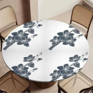 Blue Grey Tablecloth Overlay for Round Romantic Flower Tropicalspired for Kitchen Parties Wedding Indoor Holiday Dining Table Decor Pads Fit for 40"-43" Diameter Table Exotic
