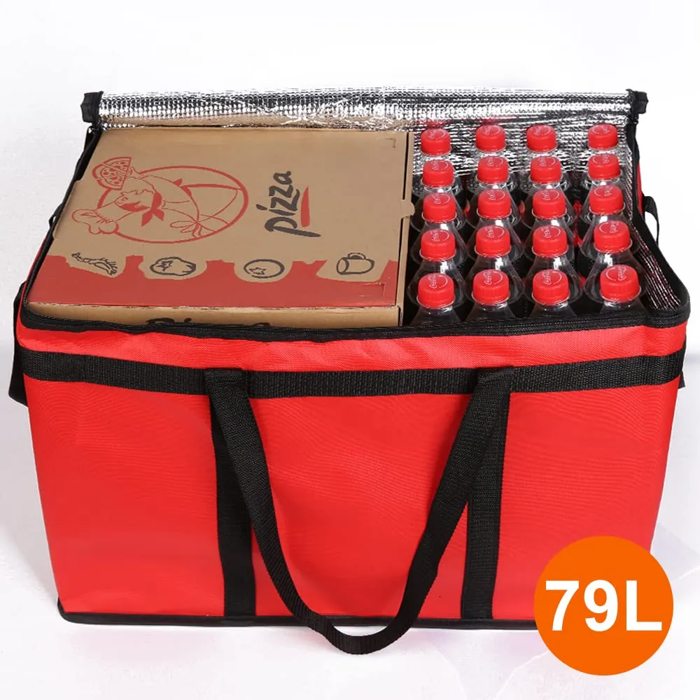 Bodaon Catering Bag with Removable Hard Bottom, XXX-Large Insulated Food/Pizza Delivery Bag for Doordash/Uber Eats, Cooler/Hot Bags, Insulated Grocery Food Warmer Container Supplies (2Pk, Black   Red)