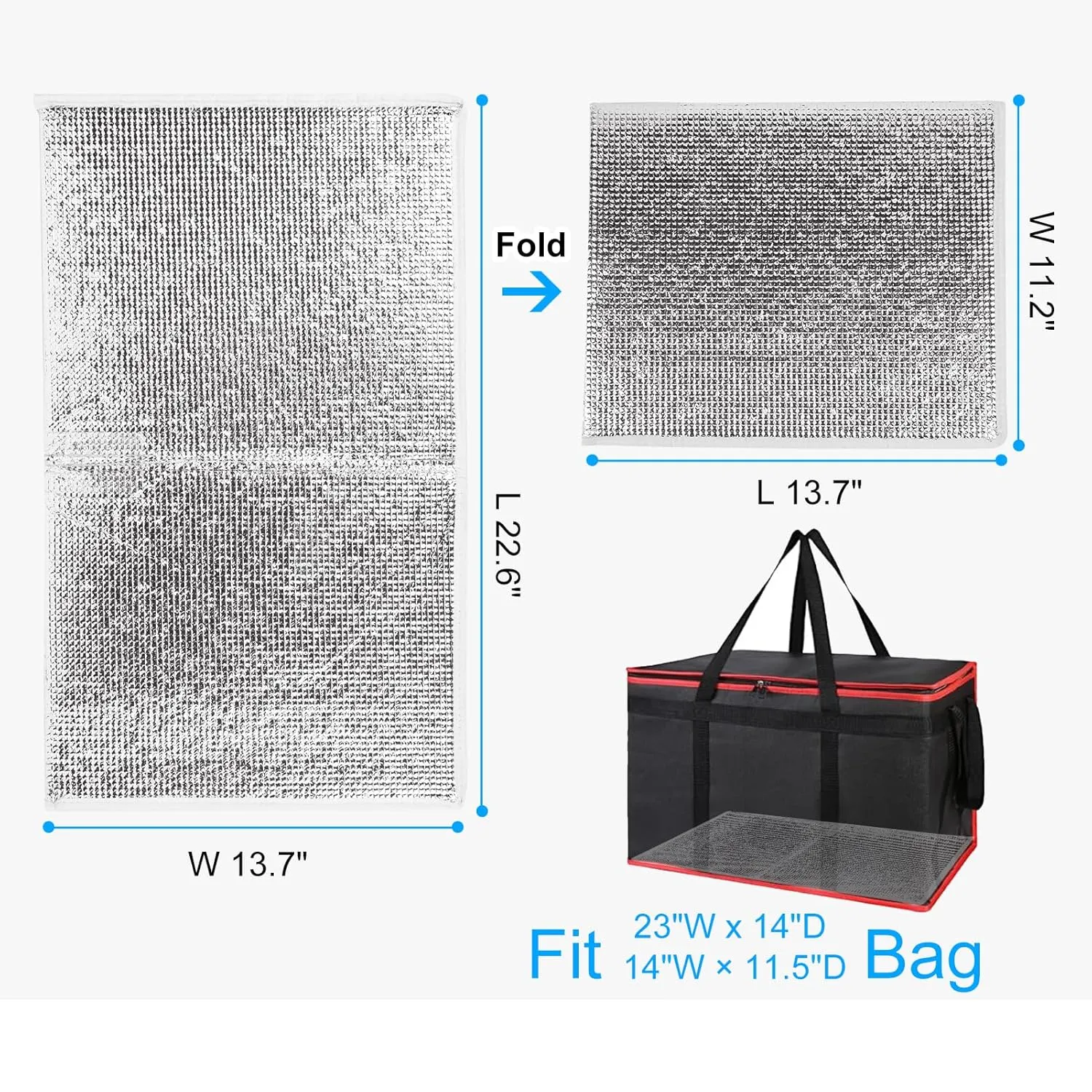 Bodaon Catering Bag with Removable Hard Bottom, XXX-Large Insulated Food/Pizza Delivery Bag for Doordash/Uber Eats, Cooler/Hot Bags, Insulated Grocery Food Warmer Container Supplies (2Pk, Black   Red)
