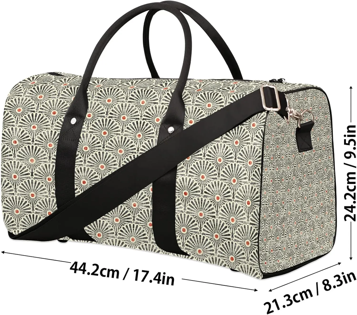 Bohemian Stripe Flower Travel Duffle Bag, Weekender Bags for Women Men, Carry on Overnight Bag Waterproof Gym Bags, Hospital Bag for Labor and Delivery