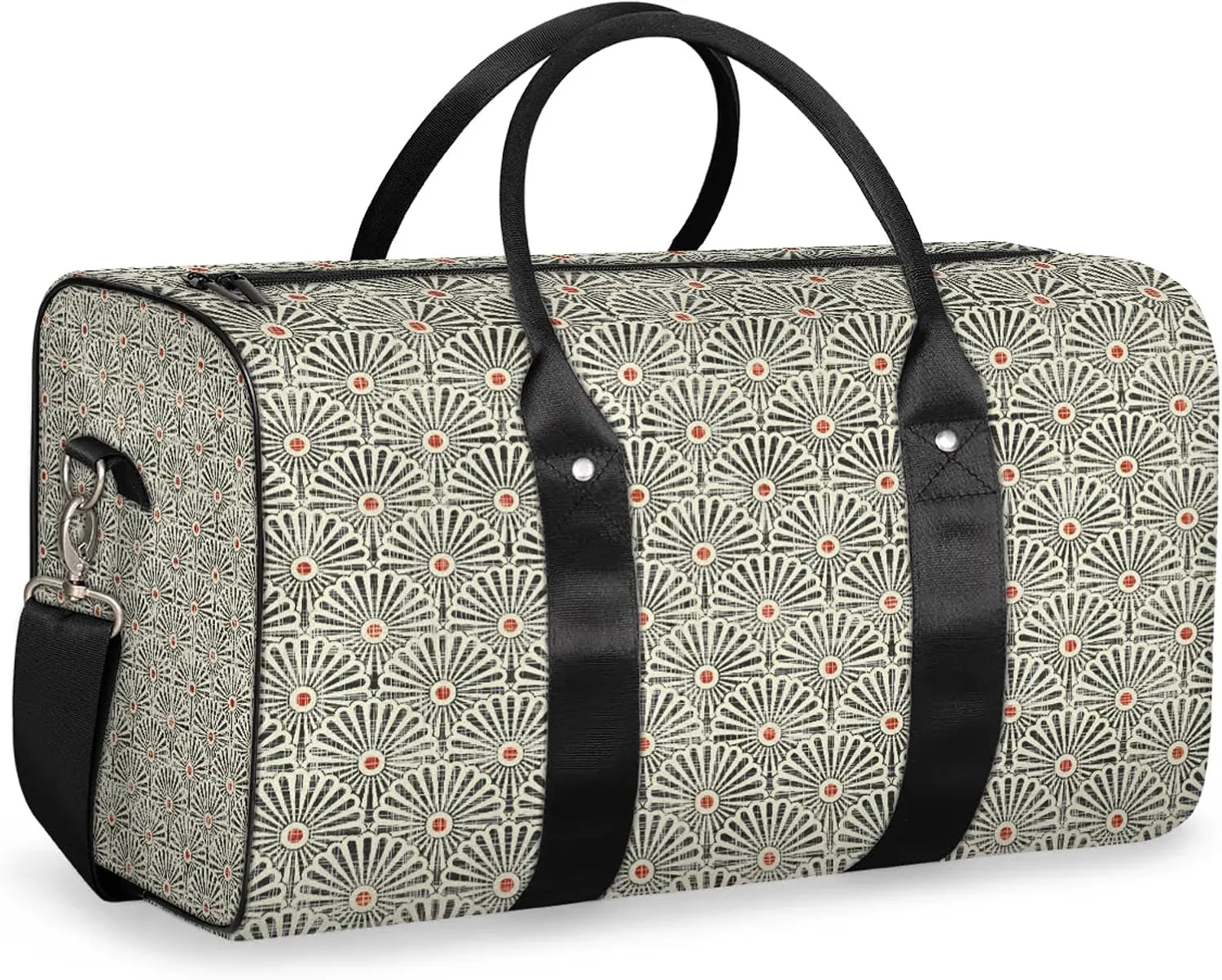 Bohemian Stripe Flower Travel Duffle Bag, Weekender Bags for Women Men, Carry on Overnight Bag Waterproof Gym Bags, Hospital Bag for Labor and Delivery