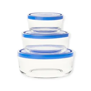 Borgonovo Igloo Bluelate Round Food Storage Containers, Set Of 3