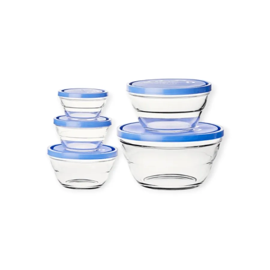 Borgonovo Lambada Round Glass Bowl Storage Set, Set Of 5
