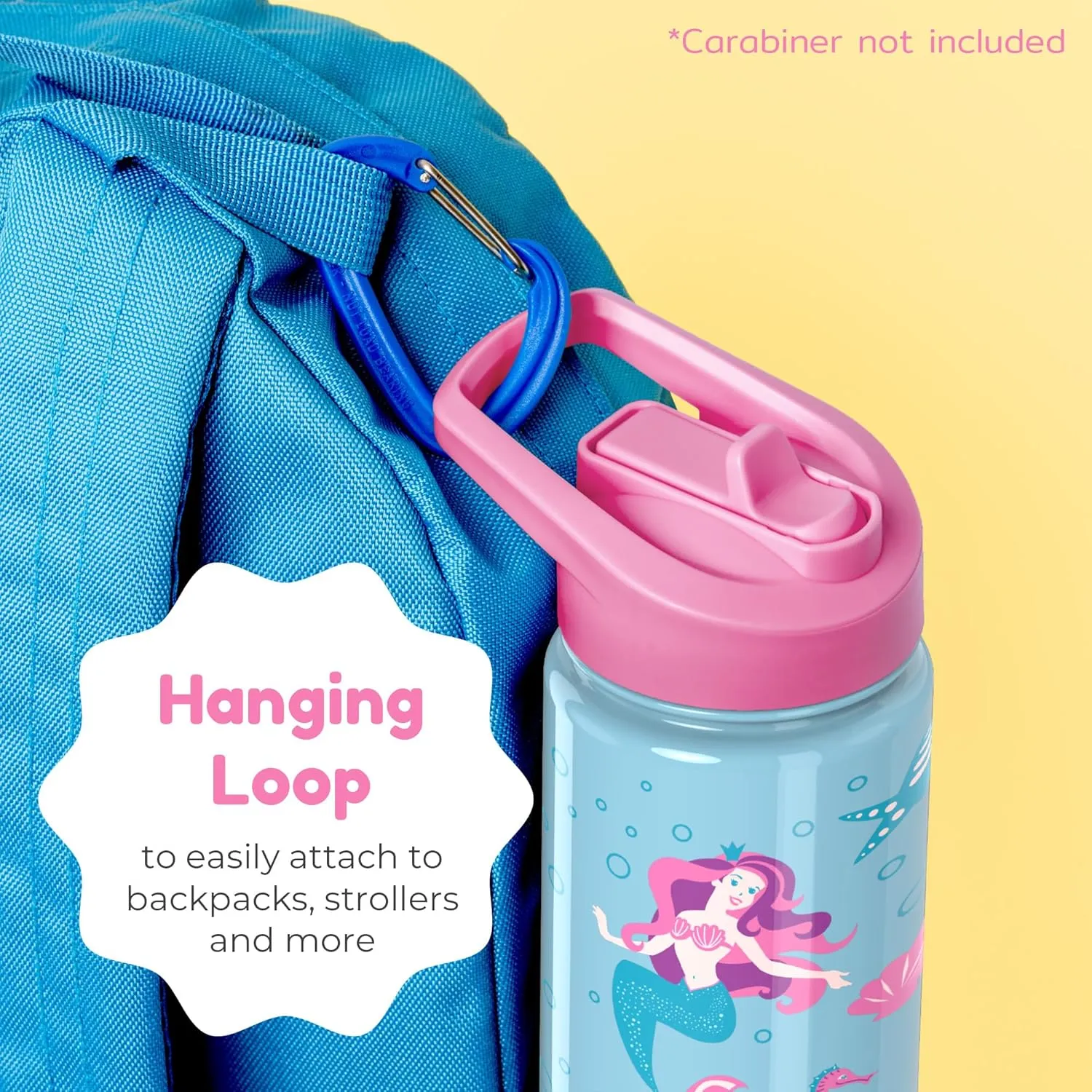 BOZ Kids Stainless Steel Insulated Water Bottle for School with Straw Lid, Leak Proof for Toddlers, 14 oz (414ml) (Mermaid)