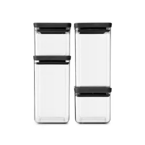 Brabantia Tasty  Stackable Canisters, 2x0.7 Litres & 2x1.6 Litres - Dark Grey