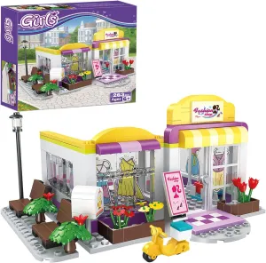 BRICK STORY Girls Friends Fashion Clothing Store Building Sets 263 PCS Shop House Building Kit Creative Shopping Role Play Building Toys Christmas Birthday Gift for Kids Aged 6-12