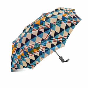 Bright graffiti geometric pattern automatic umbrella foldable with totes